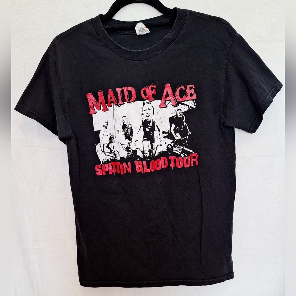 Maid of Ace Shirt Spittin Blood Tour 2014 Punk Rock Band Tee Black Small Alstyle